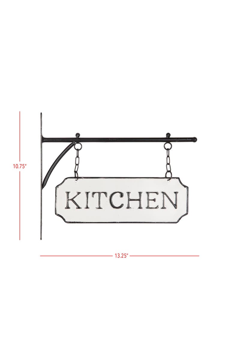 White and Black Enamel Kitchen Wall Sign on Metal Hanger, Alternate, color, White