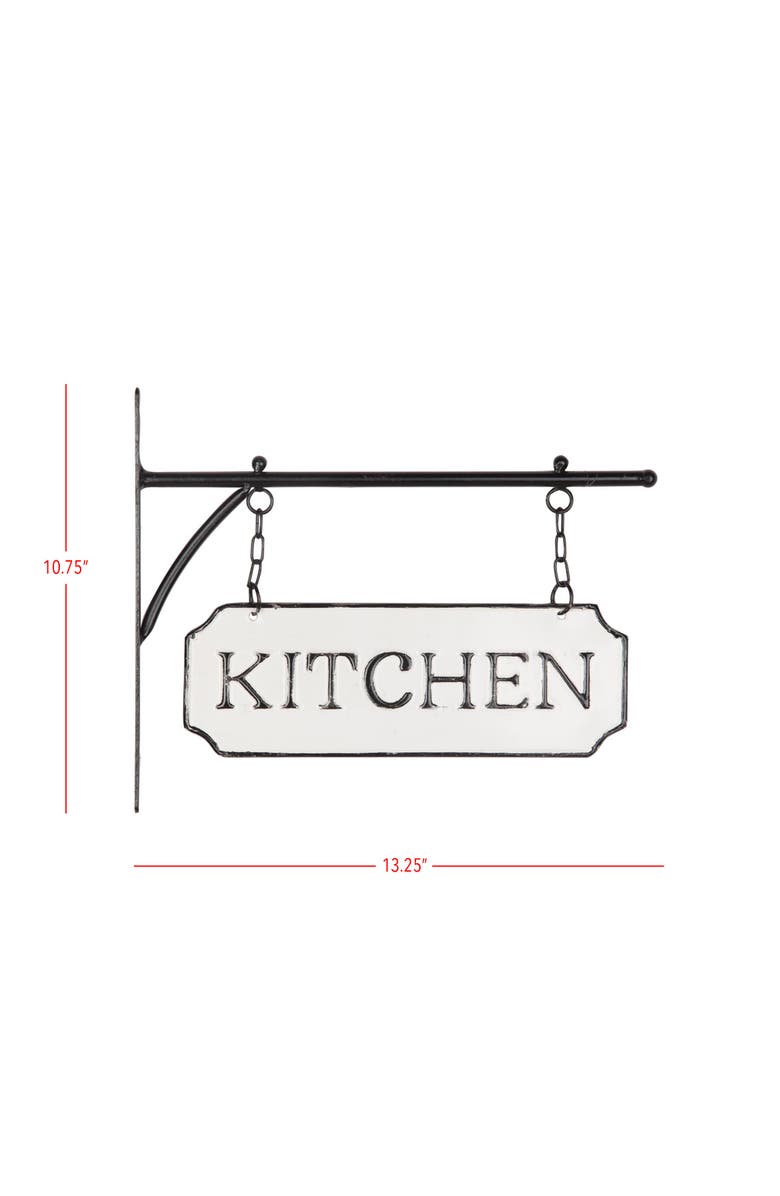 Foreside Home and Garden White and Black Enamel Kitchen Wall Sign on Metal Hanger, Alternate, color, White