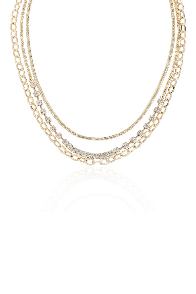 Crystal Layered Chain Necklace, Main, color, GOLD