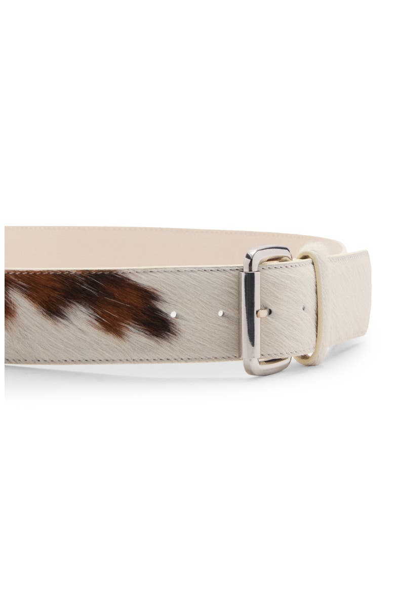 Bovine Print Genuine Calf Hair Belt, Alternate, color, BROWN/WHITE