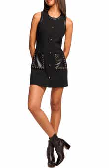 Ramy Brook Bryanna Stud Sleeveless Faux Leather Trim Minidress
