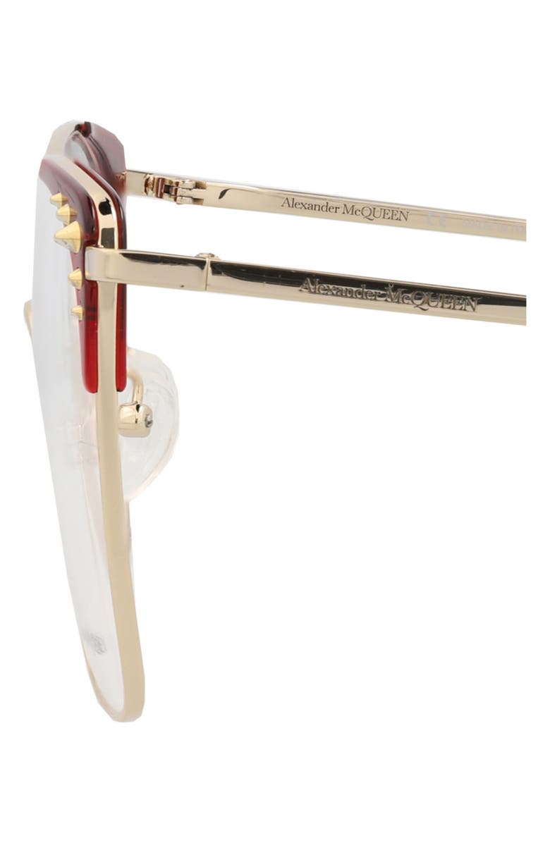 McQueen 56mm Square Optical Glasses, Alternate, color, Gold/ Orange Transparent