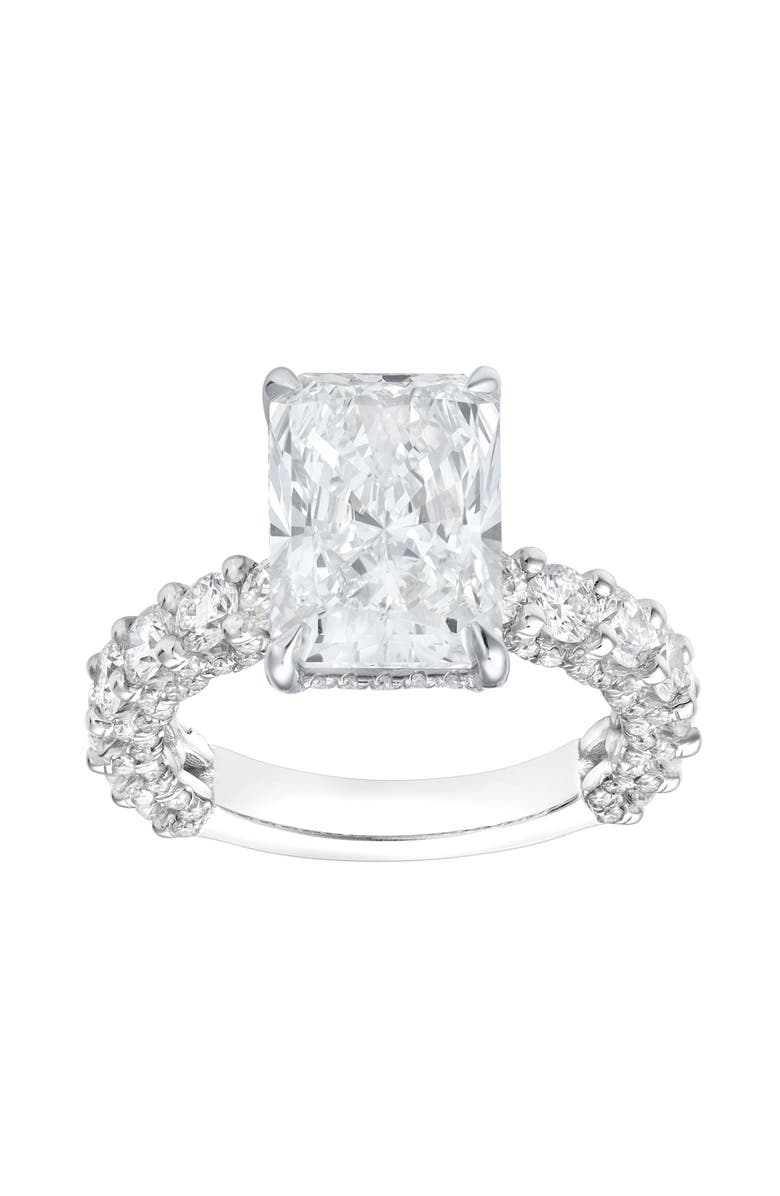 LuvMyJewelry Maelis 14K Gold Radiant Lab Grown Diamond Hidden Halo Engagement Ring - 7.45 Cts, Main, color, 14K White Gold