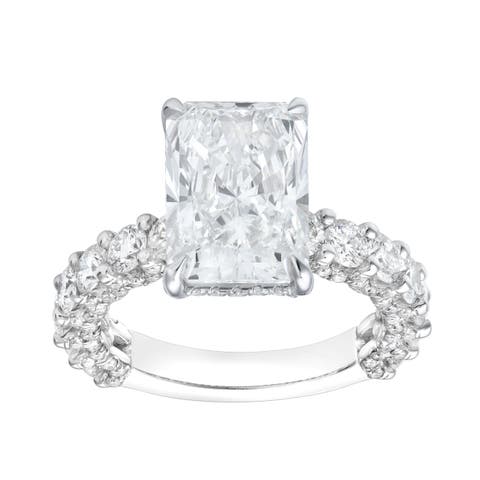 Maelis 14K Gold Radiant Lab Grown Diamond Hidden Halo Engagement Ring - 7.45 Cts