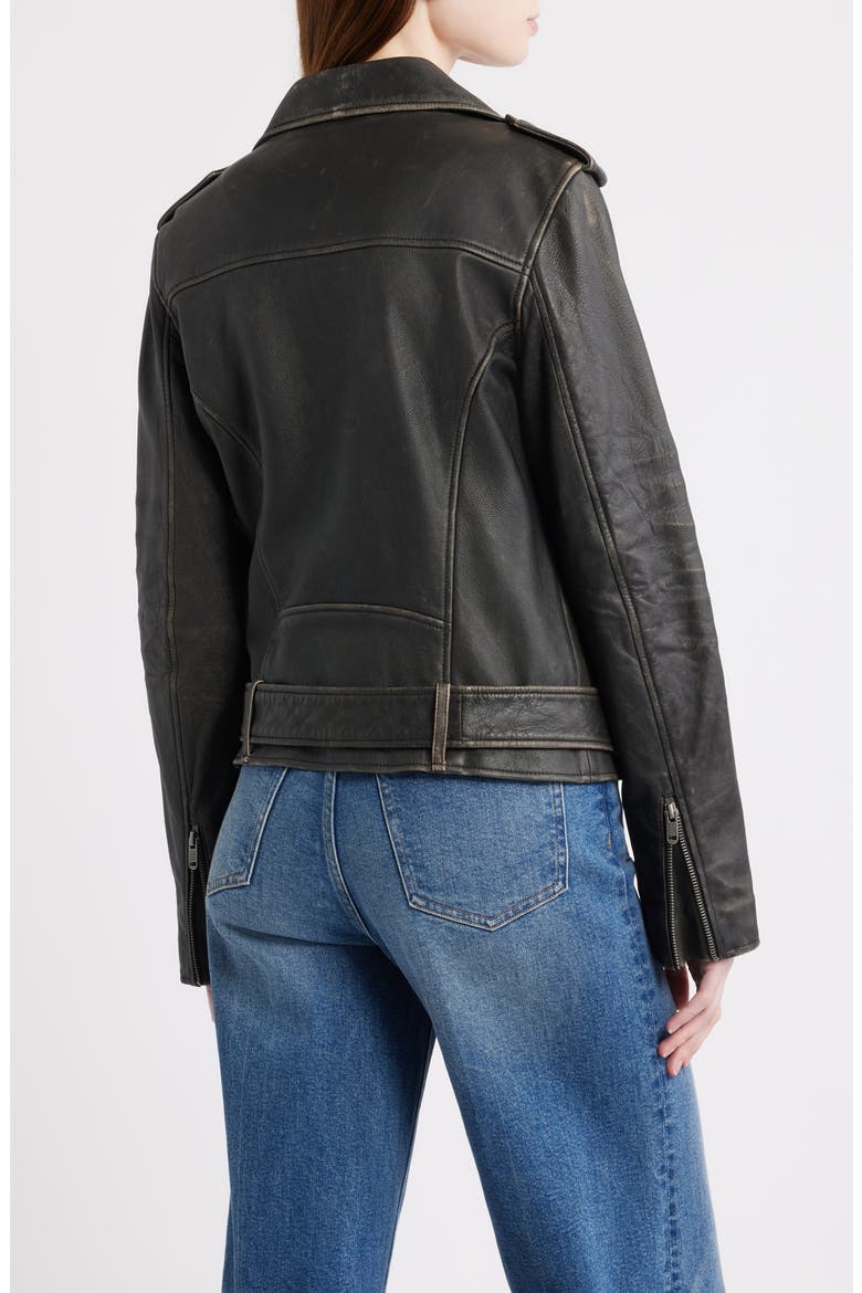 Leather Moto Jacket, Alternate, color, BLACK