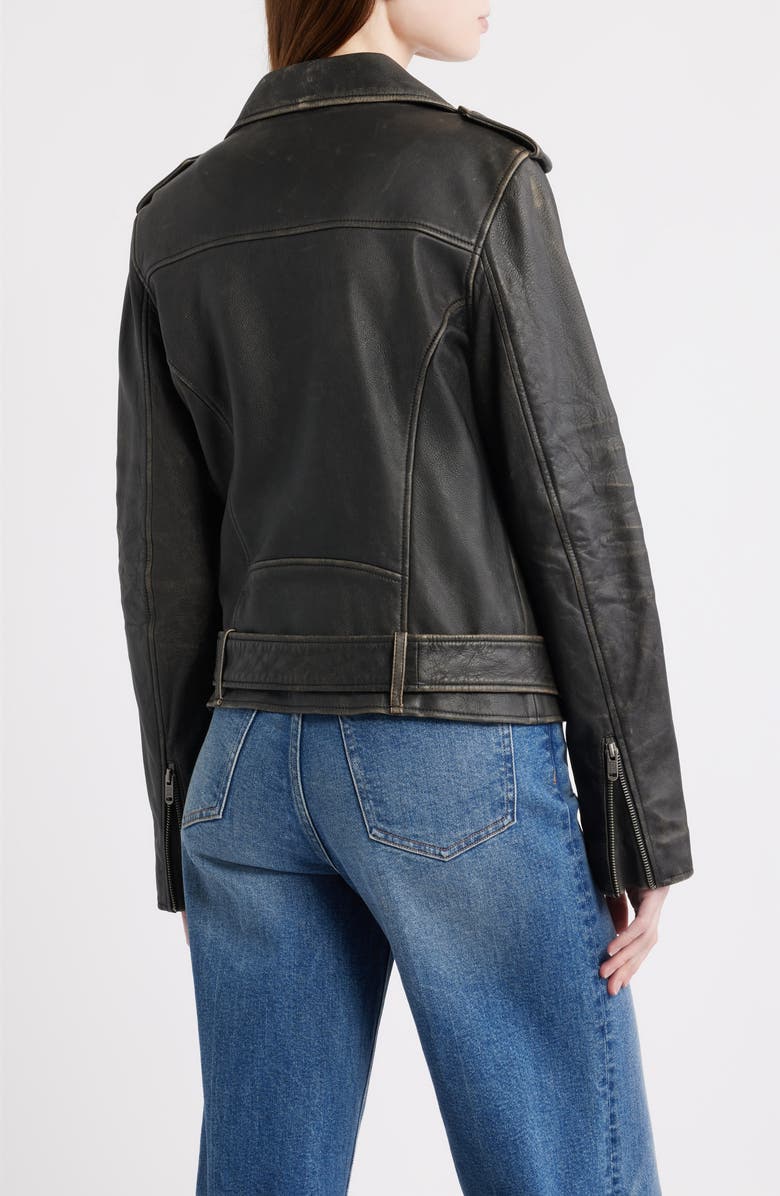 Frye Leather Moto Jacket, Alternate, color, Black
