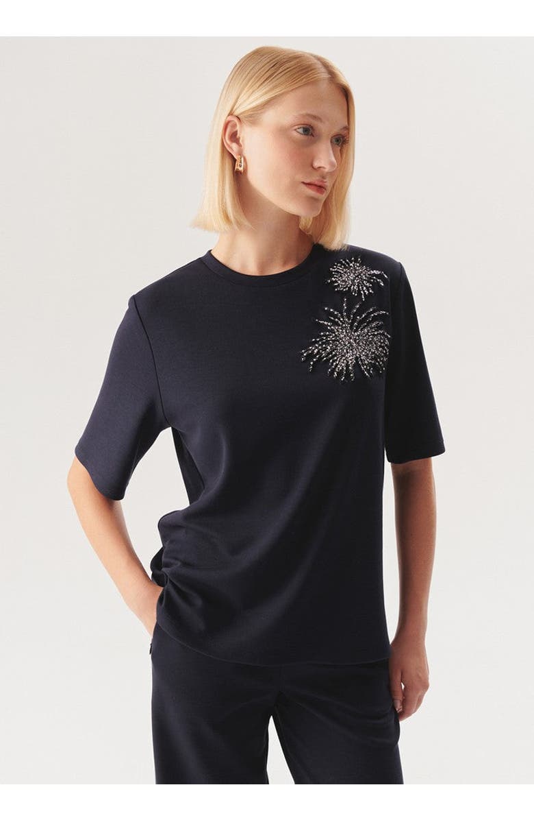 Exquise Madilyn Minimalist Sparkle Accent T-Shirt, Alternate, color, Navy Blue