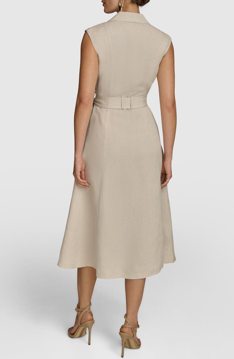 Donna Karan New York Cap Sleeve Linen Blend Wrap Dress, Alternate, color,