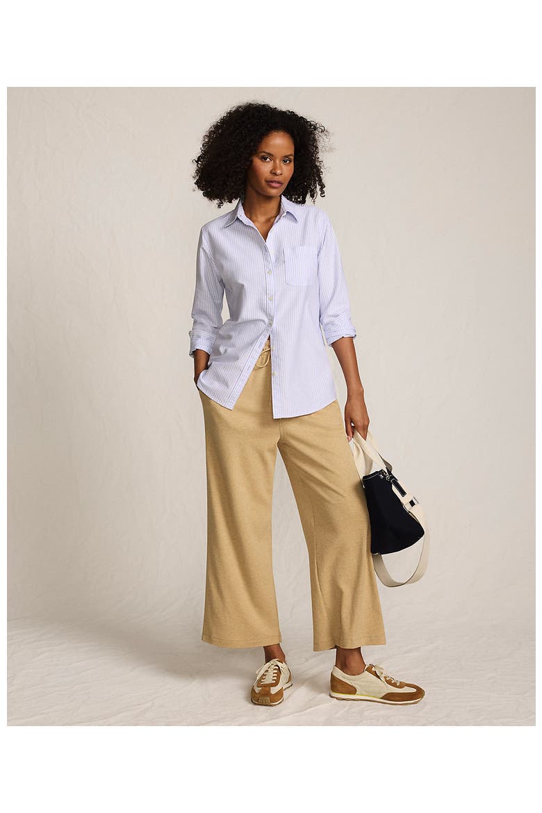 Sport Knit Pull On Drawstring Wide Leg Crop Pants, Alternate, color, French Pecan Heather