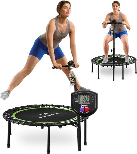 40 Inches Foldable Rebounder Fitness Trampoline for Adult with Handle & Jump Counter  350lb or 225lb