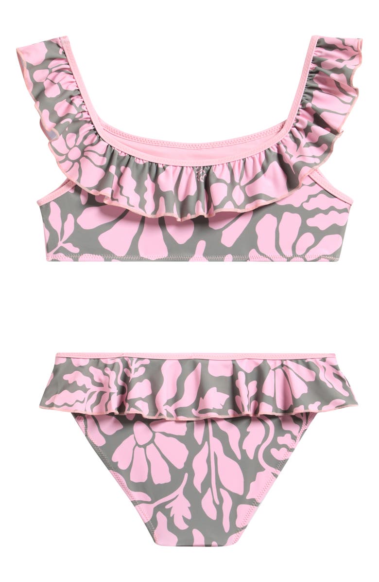 Boardies Kids' Melo Ruffle Two-Piece Swimsuit, Alternate, color, Olive/ Pink