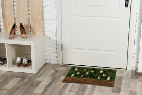 Tag Busy Bees Boot Scrape Bumble Bee Coir Door Mat Green In Green