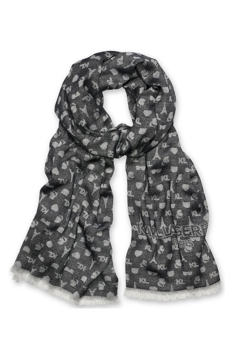 KARL LAGERFELD PARIS Karl Icon Scarf, Main, color, Black