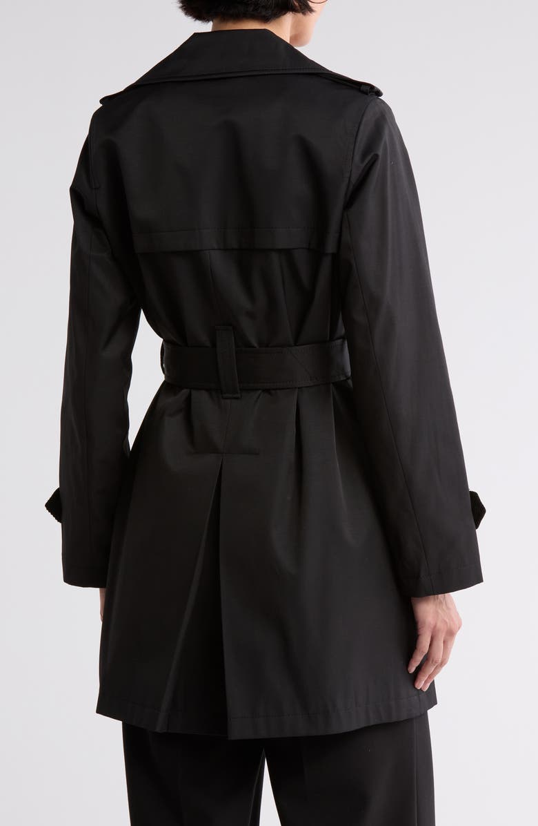Sam Edelman Rain Cotton Blend Belted Trench Coat, Alternate, color, Black