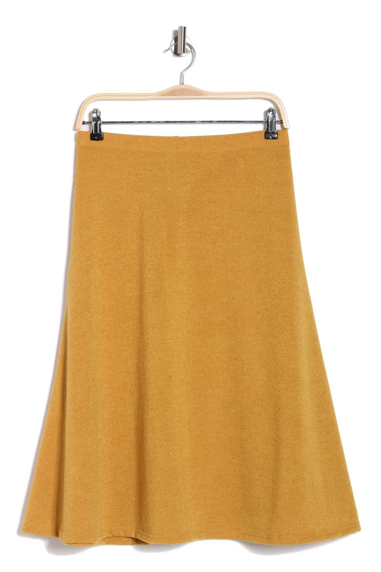 Flared Midi Skirt, Alternate, color, MUSTARD