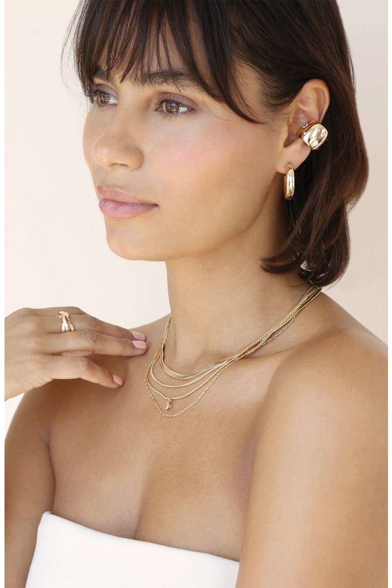 Scattered Cubic Zirconia Chunky Ear Cuff, Alternate, color, GOLD