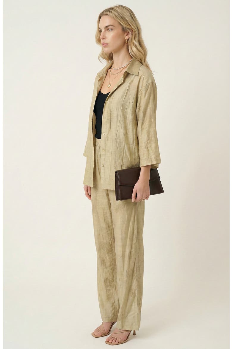 Relaxed Button Front Shirt & Drawstring Pants Set, Alternate, color, Pale Green