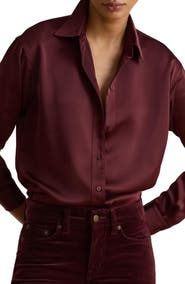 Lauren Ralph Lauren Long Sleeve Charmeuse Shirt