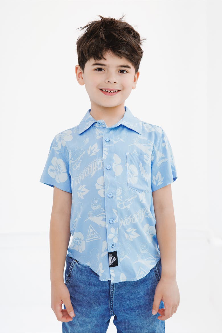 Short Sleeve Button Down Shirt, Alternate, color, Megalodon Sky Blue