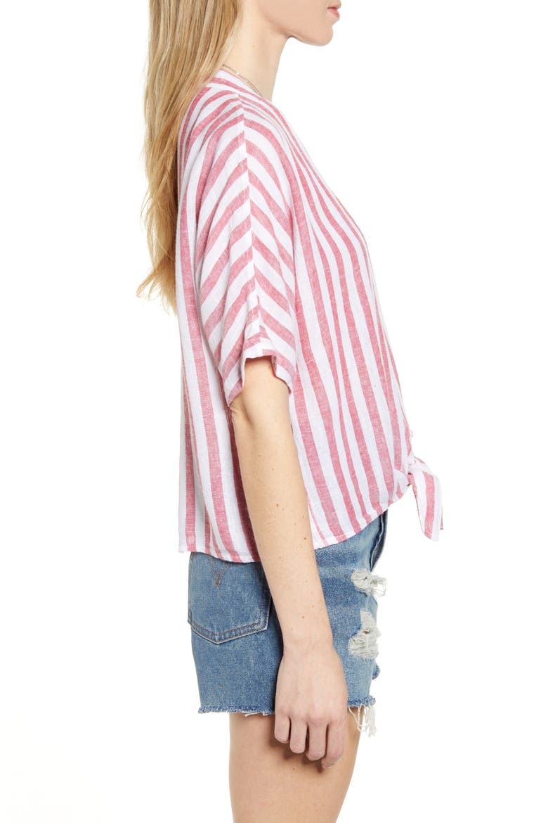 Thea Tie Hem Shirt, Alternate, color, CARMINE STRIPE