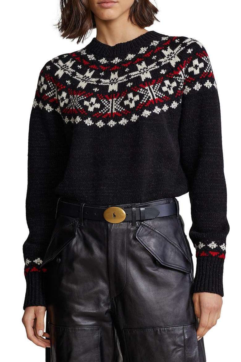 Fair Isle Wool Blend Sweater, Main, color, BLACK MULTI