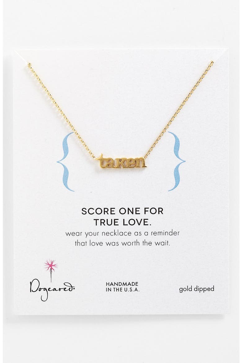 'Words to Live By - Taken' Pendant Necklace, Main, color, TAKEN GOLD DIPPED