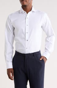 Lorenzo Uomo Trim Fit Textured Cotton Dress Shirt
