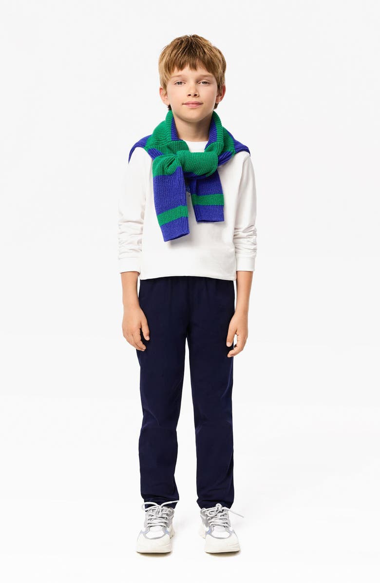 Lacoste Kids' Stretch Organic Cotton Twill Pants, Alternate, color, Marine