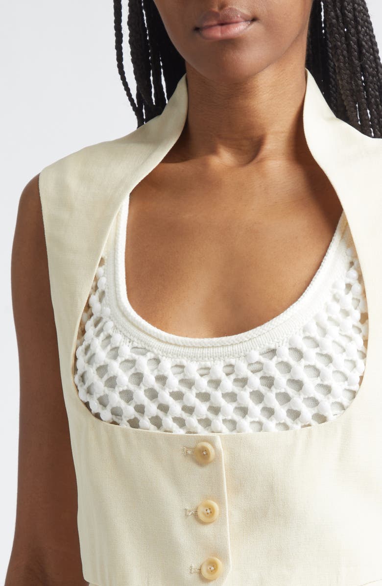 Diotima Décolleté Vest, Alternate, color, Ecru
