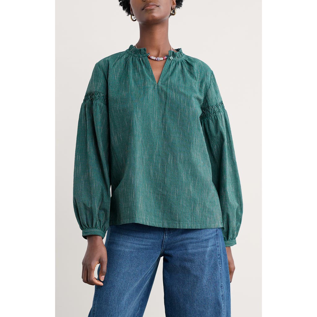 Seasalt Cornwall Gwel Organic Cotton Peasant Top In Green