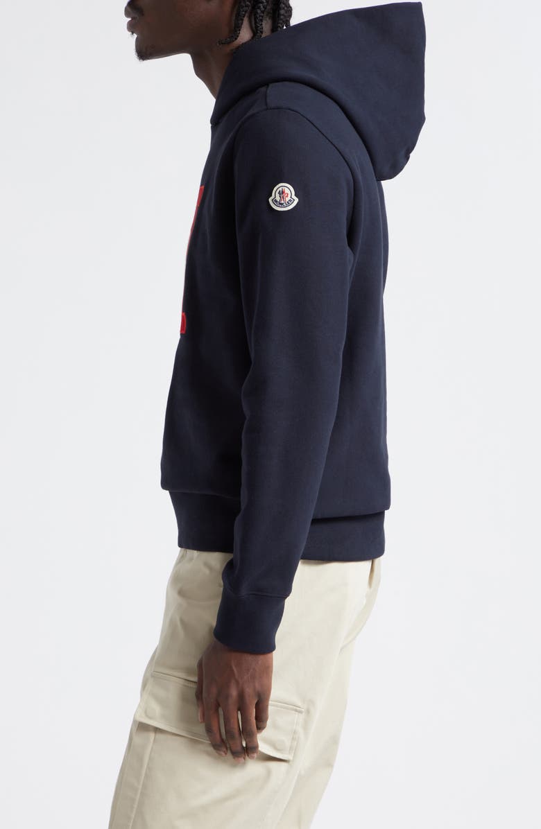 Moncler Monogram Embroidered Logo Patch Hoodie, Alternate, color, 