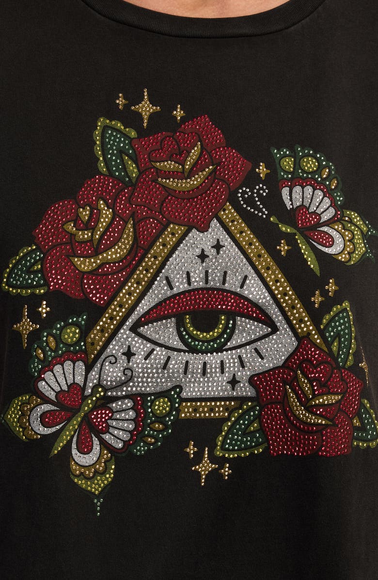 Lucky Brand Tattoo Pyramid Eye Rhinestone Cotton Graphic T-Shirt, Alternate, color, Jet Black