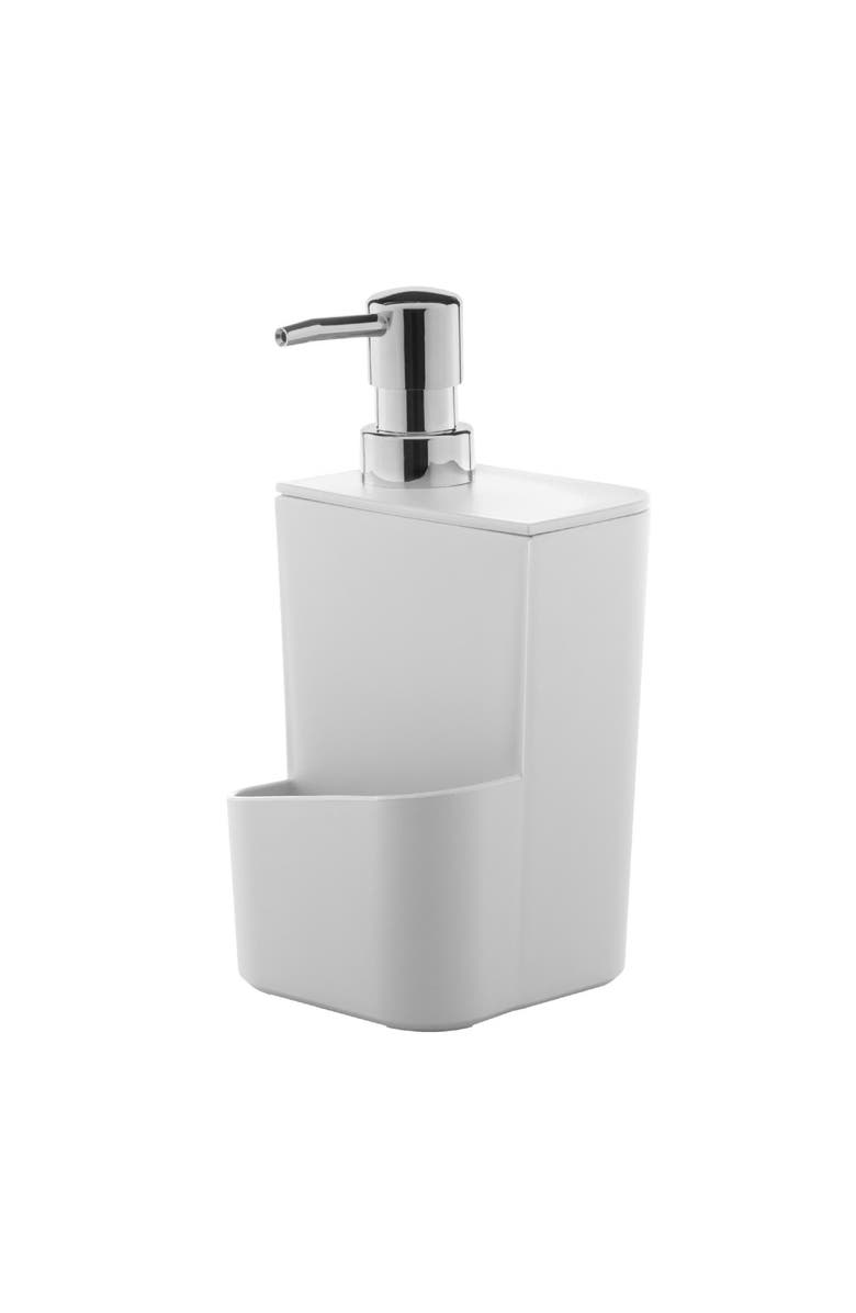 OU Durable Kitchen Soap Dispenser Organizer with Sponge Holder and Drainage, 22 oz, Main, color, White