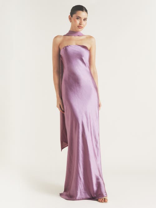 Six Stories Bandeau Satin Bridesmaid Dress In Purple