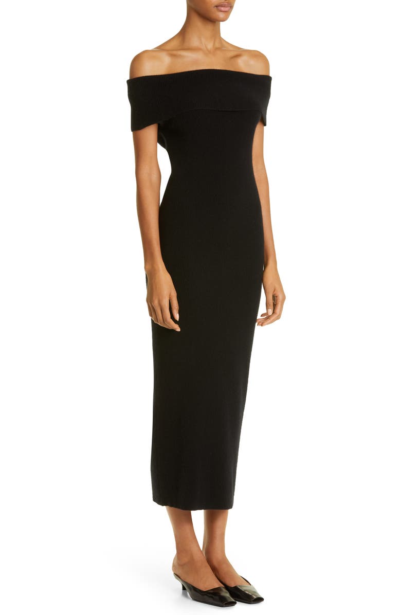 TOTEME Off the Shoulder Rib Sweater Dress, Alternate, color, 