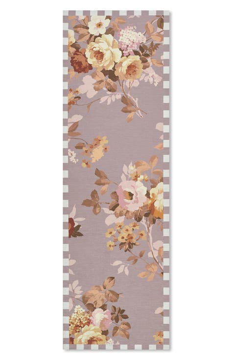 Taupe Wild Rose Washable Rug