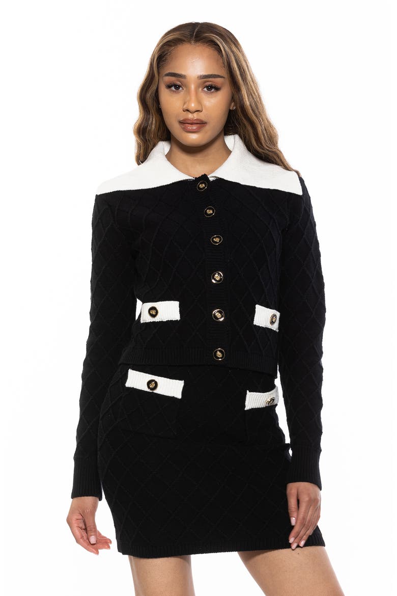 Pattern Cardigan, Alternate, color, BLACK