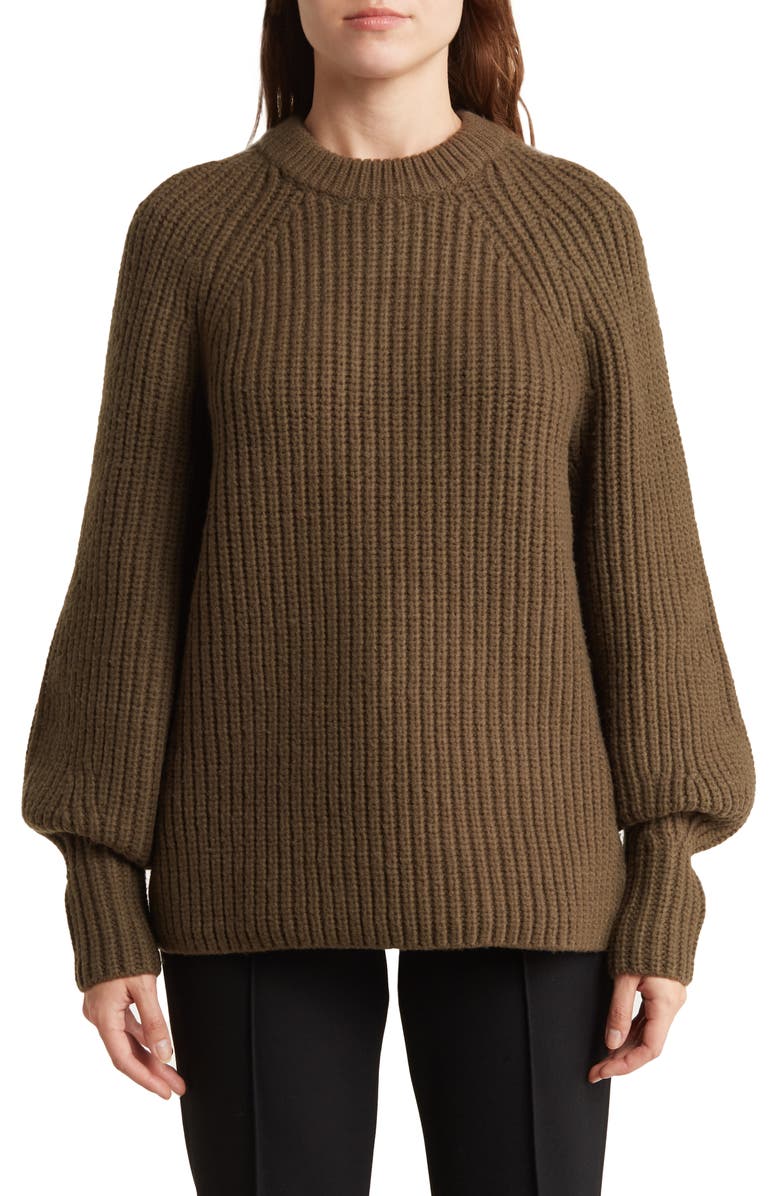 Derek Lam 10 Crosby Luisetta Chunky Rib Merino Wool Blend Crewneck Sweater, Main, color, 