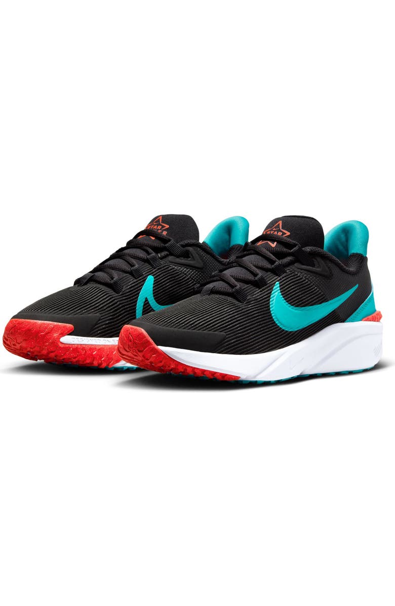 Nike Kids' Star Runner 4 NN GS Sneaker, Main, color, Black/ Dusty Cactus/ Crimson