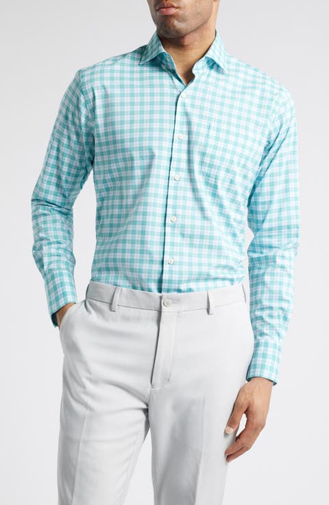 Morris Crown Lite Check Performance Button-Up Shirt