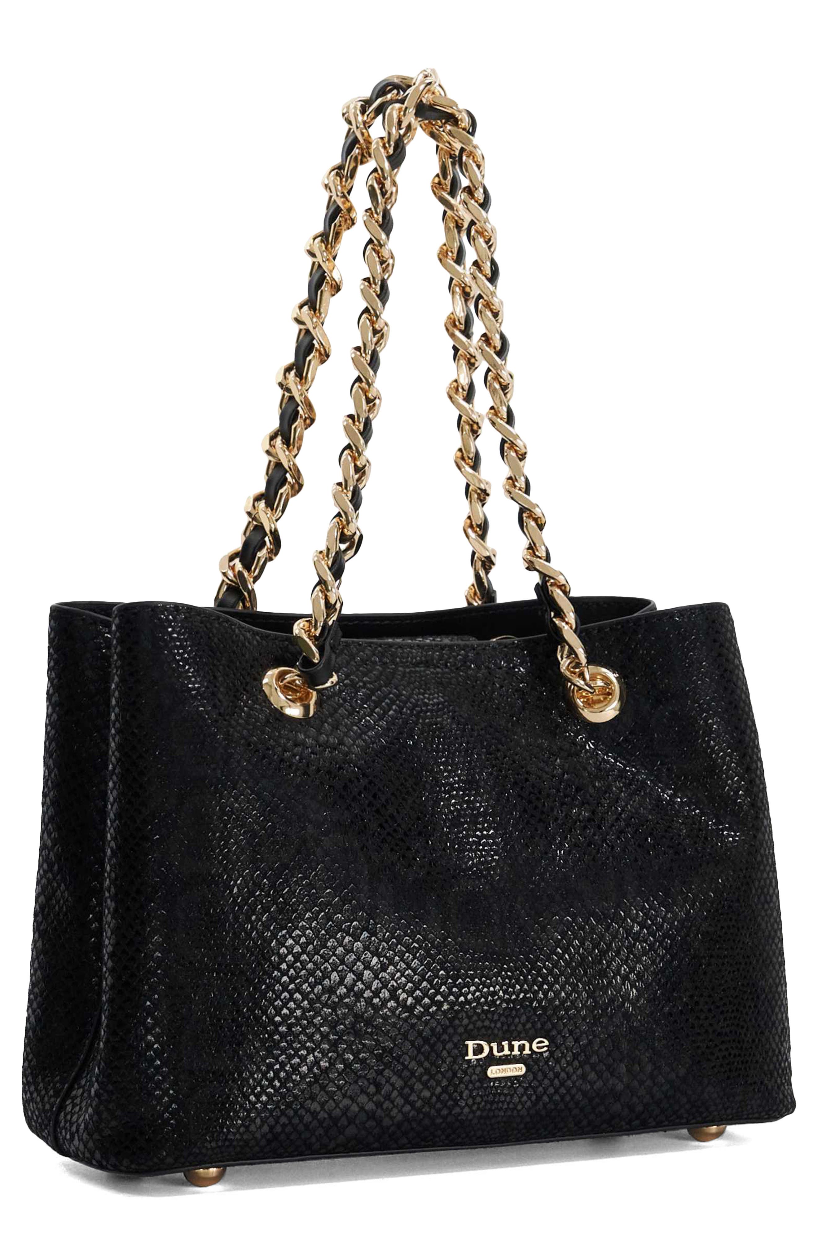 Dinidiemz Faux Leather Tote, Alternate, color, BLACK