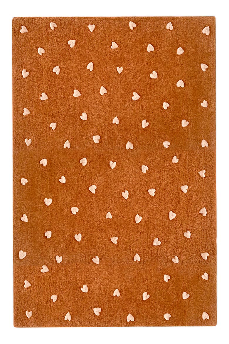 Kids' Hearts Wool Rug, Main, color, BROWN/ PINK
