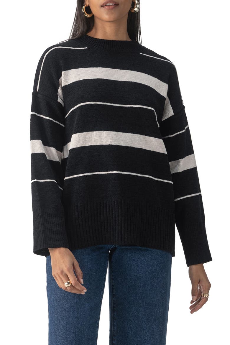 Modern Stripe Sweater, Main, color, BLACK ALMOND