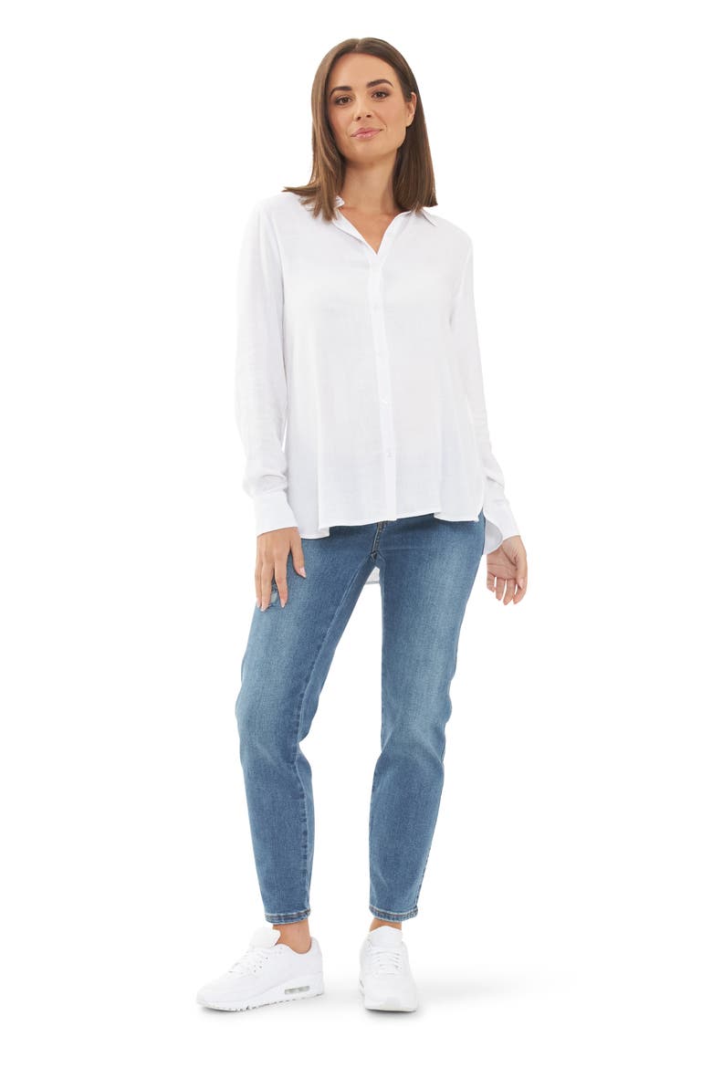 Dylan Distressed Straight Leg Maternity Jeans, Alternate, color, BLUE