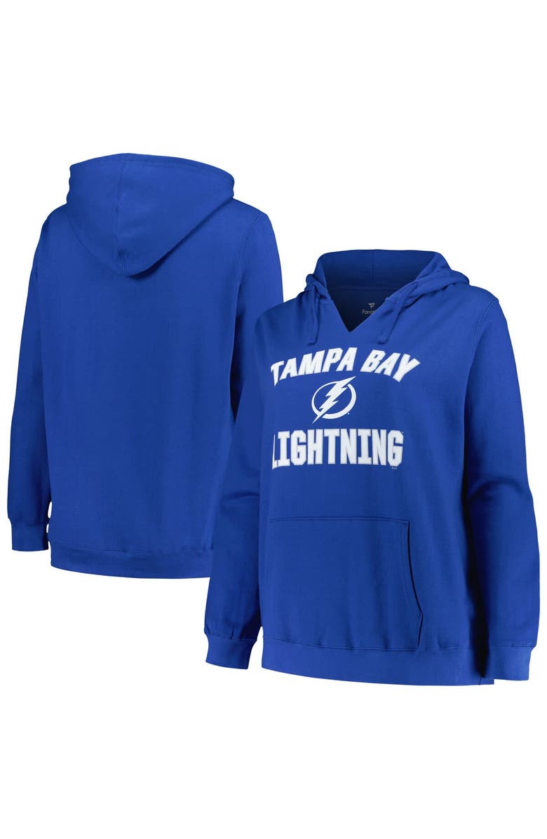 PROFILE Women's Profile Blue Tampa Bay Lightning Plus Size Arch Over Logo Pullover Hoodie, Main, color, Blue