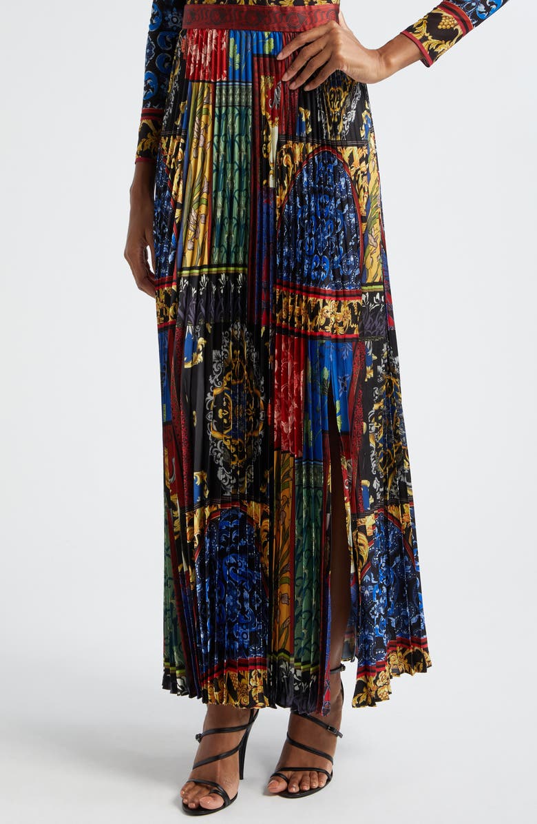 Alice + Olivia Ivey Long Sleeve Pleated Maxi Dress, Alternate, color, 