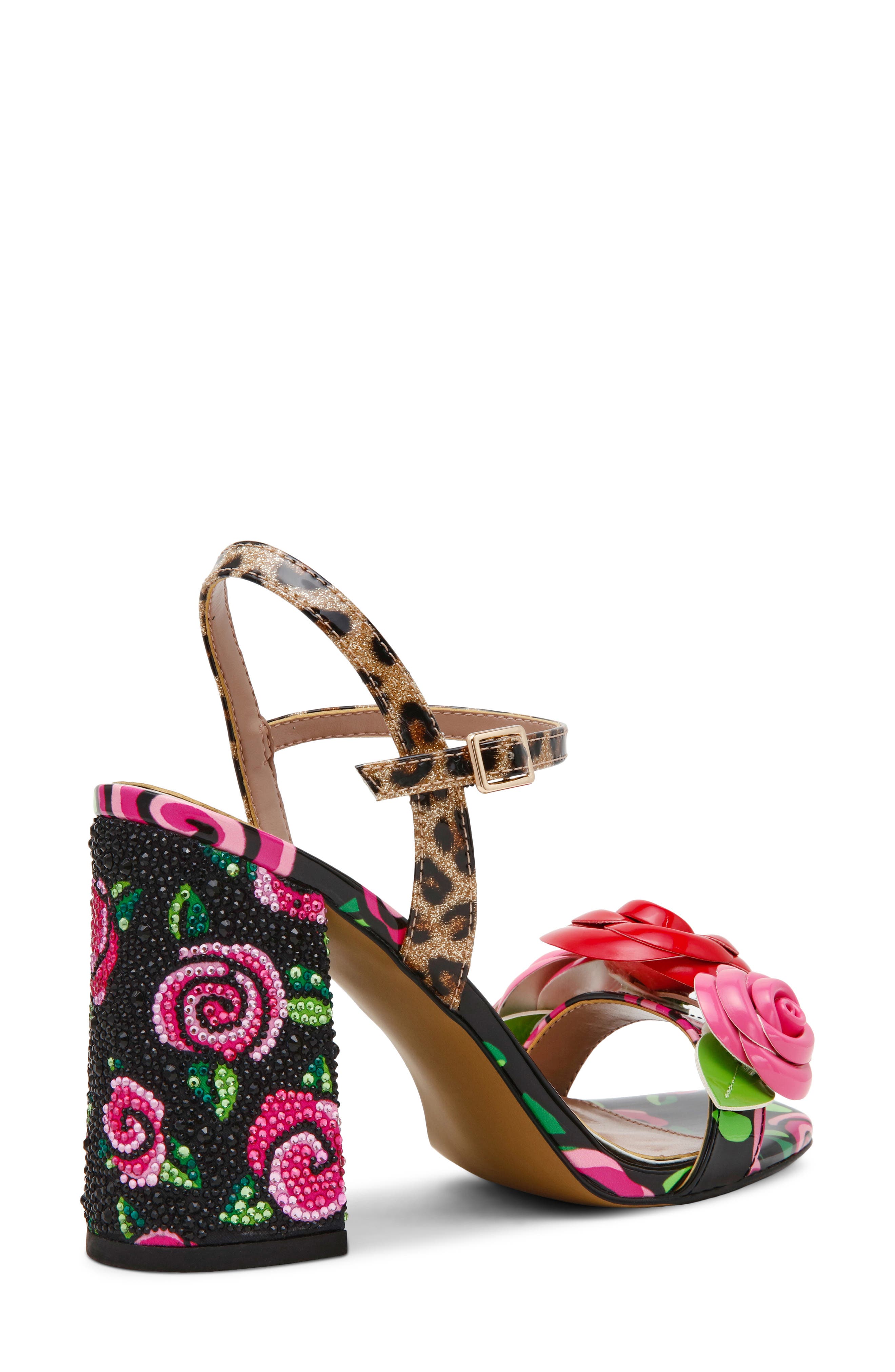 Betsey Johnson Krystle Ankle Strap Sandal, Alternate, color, Black/ Rose