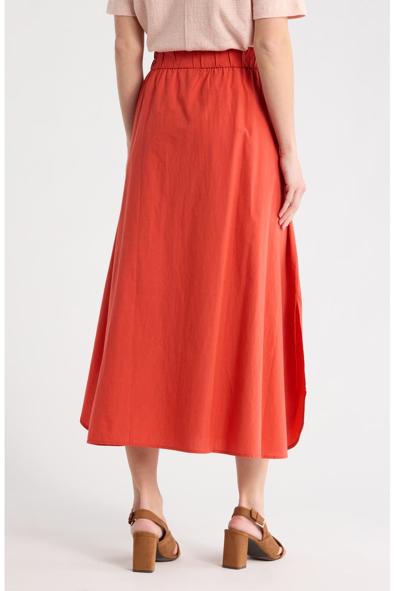 Curved Hem Organic Cotton Midi Skirt, Alternate, color, TAMARILLO
