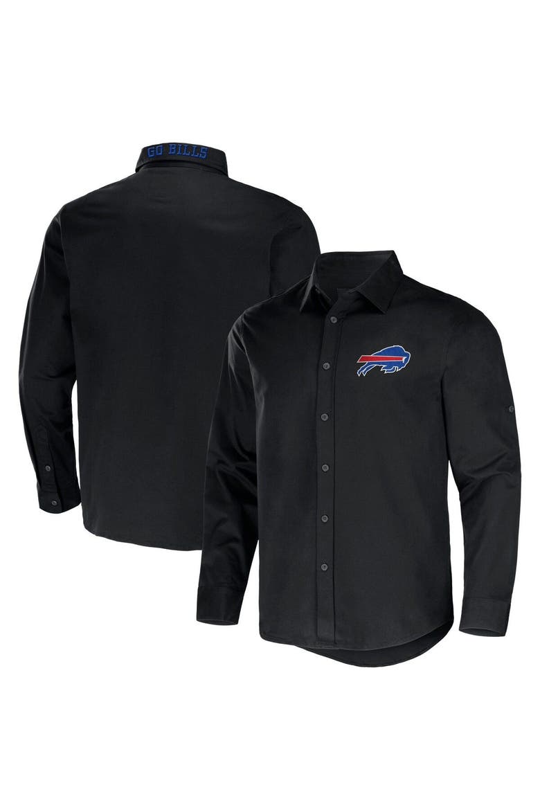 Men's NFL x Darius Rucker Collection by Fanatics Black Buffalo Bills Convertible Twill Long Sleeve Button-Up Shirt, Main, color, Black