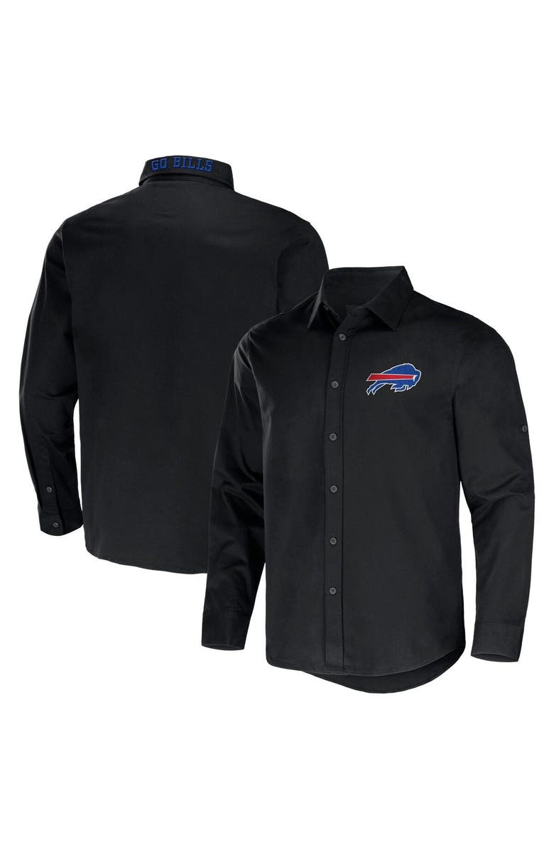 NFL X DARIUS RUCKER Men's NFL x Darius Rucker Collection by Fanatics Black Buffalo Bills Convertible Twill Long Sleeve Button-Up Shirt, Main, color, 